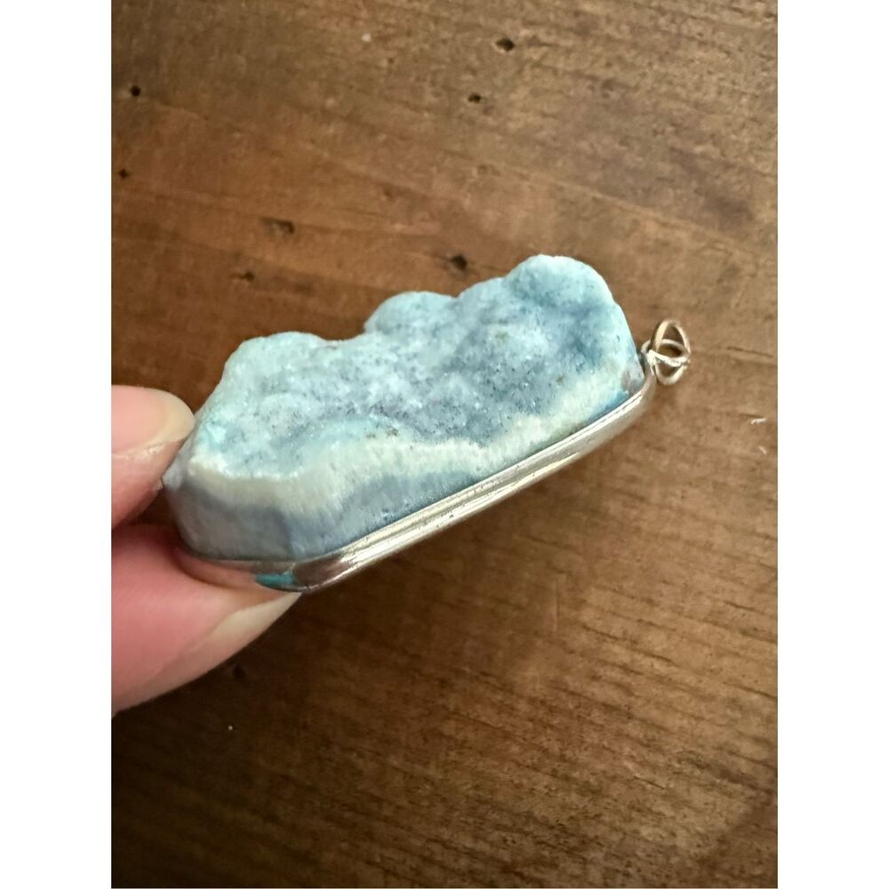 Large Raw Blue Larimar Necklace Pendant - Picture 10 of 10